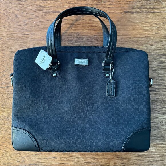 NEW Coach Signature Canvas Logo Slim Commuter  Black Laptop Bag, 2011 - Picture 1 of 11